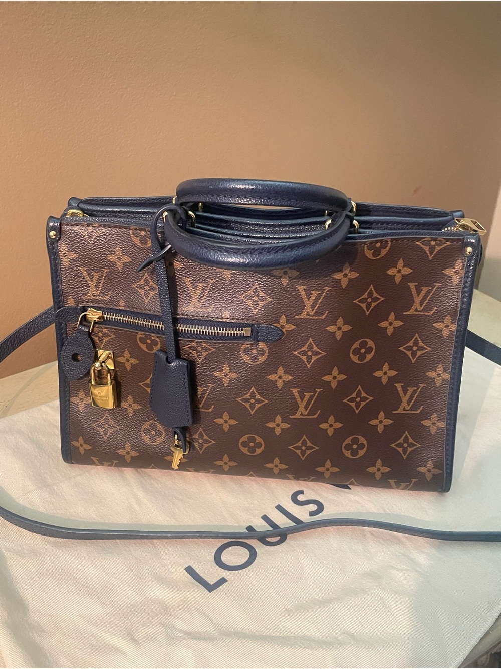 Louis Vuitton Monogram Popincourt PM Satchel / crossbody Navy Accents